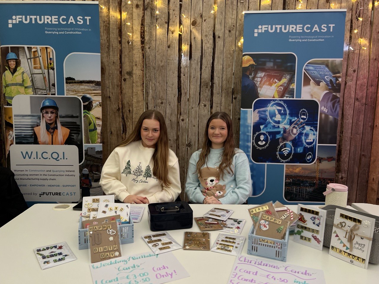 Two teenage girls with handmade greeting cards